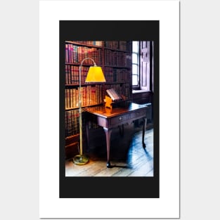 Dunham Massey -Library- table and lamp Posters and Art